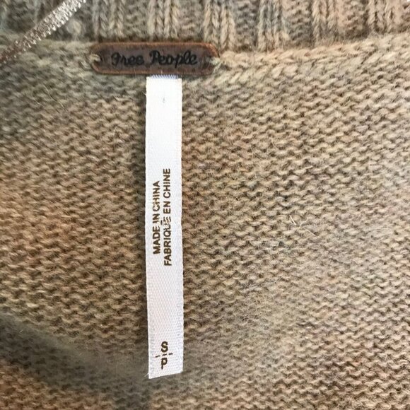 Free People Tan Knit Oversized V-neck High Low Vest Size S - Picture 6 of 7